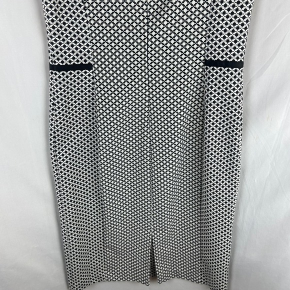Long Tall Sally Black White Geometric Print Sleeveless Sheath Dress Size 8 Long - Picture 7 of 9